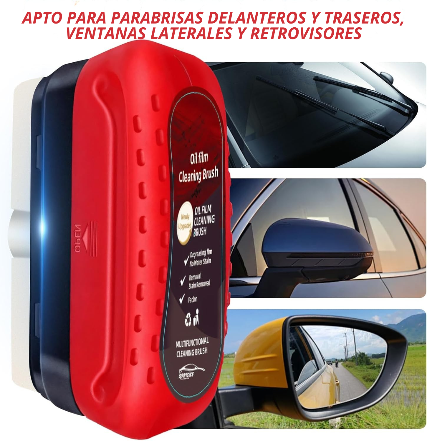 "Oil Film Cleaning Brush - Visión nítida para una conducción más segura”