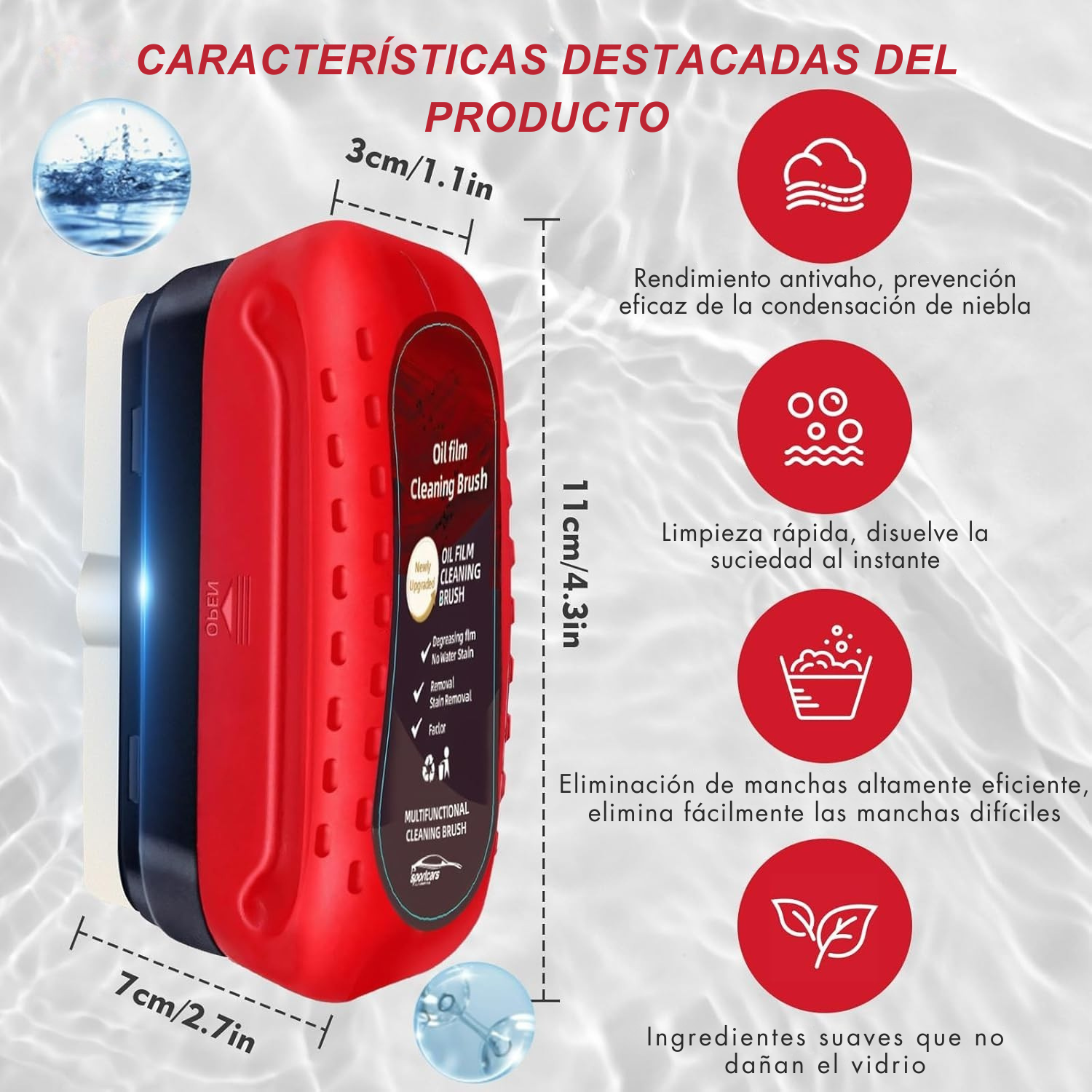 "Oil Film Cleaning Brush - Visión nítida para una conducción más segura”