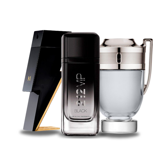 Pacchetto promozionale di 3 profumi Carolina Herrera BAD BOY, Carolina Herrera 212 VIP BLACK e Paco Rabanne INVICTUS 100ml.
