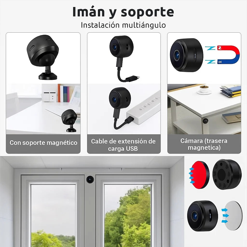 Mini cámara WiFi 1080P: Detección de Movimiento y Visión Nocturna