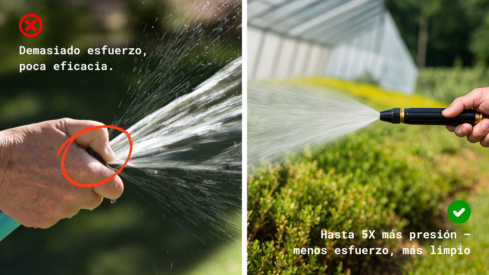 Boquilla Ajustable 3 en 1 – Ahorra Agua y Limpia Más Rápido